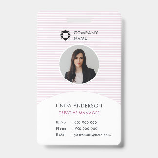 Pink White Business Logo Employee Foto Id Striping Ausweis