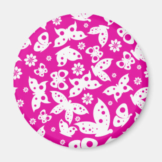 Pink & White Butterfly Magnet