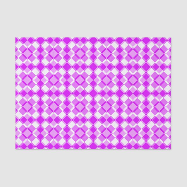 Pink White Checker Argyle Pattern Seidenpapier (Vorderseite)