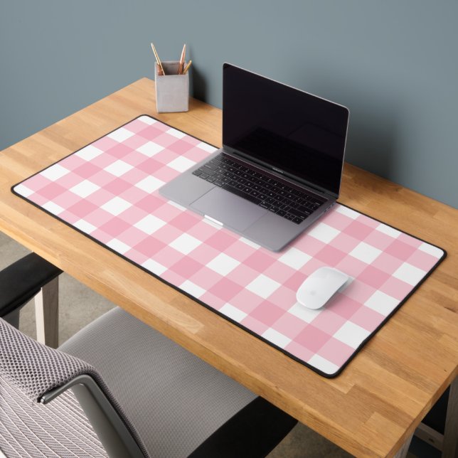 Pink & White Checkerboard Muster Schreibtisch Mat Schreibtischunterlage (Büro 2)