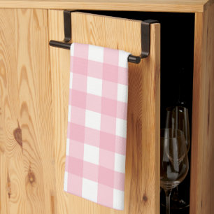 Pink & White Checkerboard Serviettes de cuisine