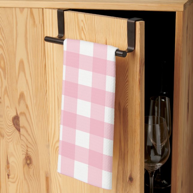 Pink & White Checkerboard Serviettes de cuisine (Pliage en tiers)