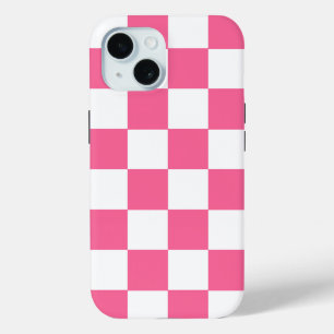 Pink White Checkered Karo iPhone Case