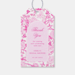 Pink White Chinoiserie Blumenfavoriten Brautparty Geschenkanhänger