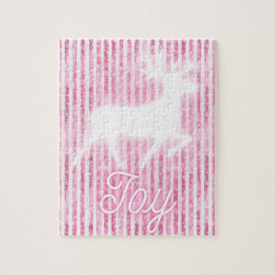 Pink & White Christmas Joy Reindeer