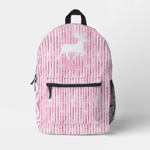 Pink & White Christmas Joy Reindeer Bedruckter Rucksack