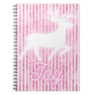 Pink & White Christmas Joy Reindeer Notizblock