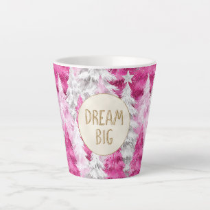 Pink White Christmas Trees Gold Glitzer Dream Milchtasse