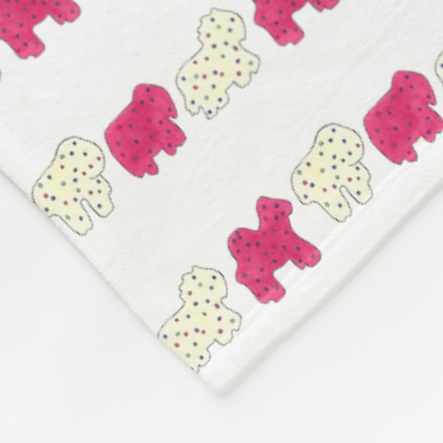 Pink White Circus Zoo Tierkekse Cracker Fleecedecke (Ecke)