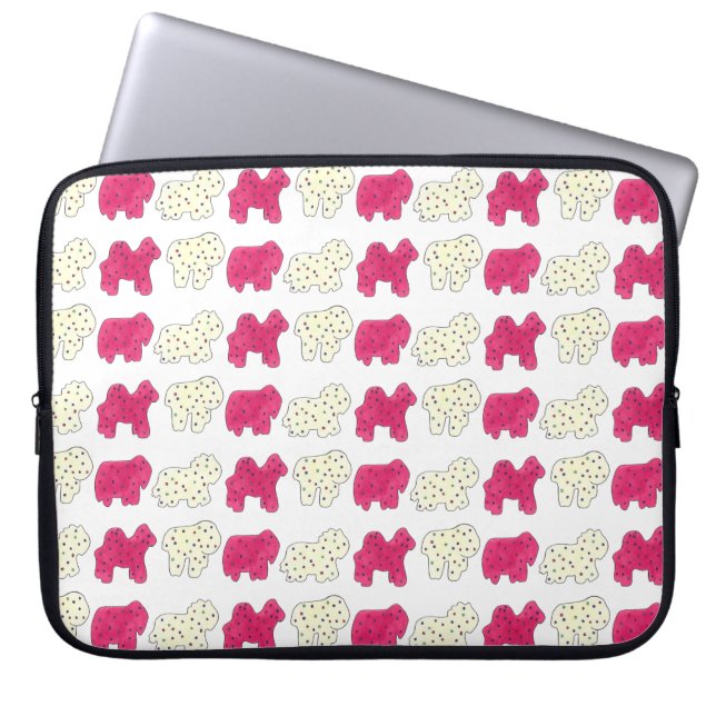 Pink White Circus Zoo Tierkekse Cracker Laptopschutzhülle (Vorderseite)
