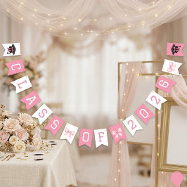Pink & White Class Of 2026 Graduation Party Wimpelkette