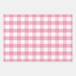 Pink & White Classic Gingham Pattern Geschenkpapier Set