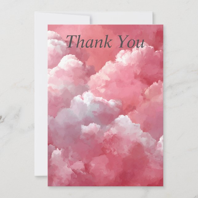 Pink & White Clouds Thank You Card Einladung (Vorderseite)