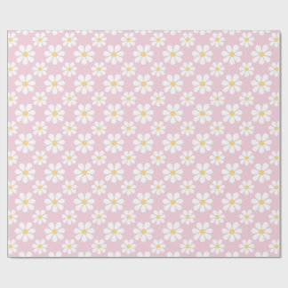 Pink White Daisy Pattern  Geschenkpapier