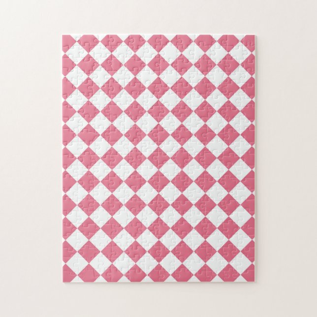 Pink White Diamond Schachbrett Muster (Vertikal)