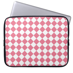 Pink White Diamond Schachbrett Muster Laptopschutzhülle