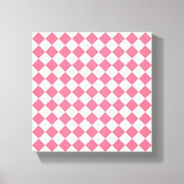 Pink White Diamond Schachbrett Muster Leinwanddruck