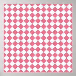 Pink White Diamond Schachbrett Muster Poster