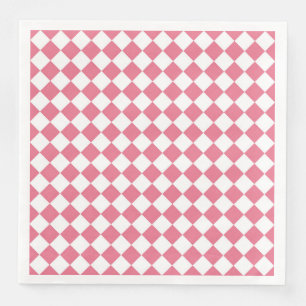 Pink White Diamond Schachbrett Muster Serviette