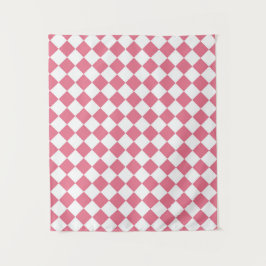Pink White Diamond Schachbrett Muster Wandteppich