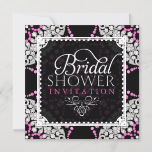 Pink White Diamond Sparkle Brautparty laden ein Einladung