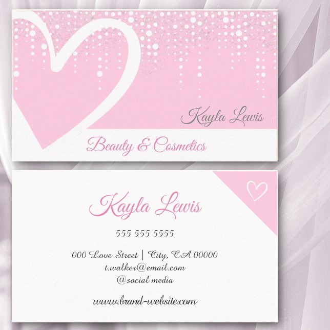 Pink White Driving Niedlich Heart Beauty Kosmetik Visitenkarte (Von Creator hochgeladen)