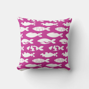 Pink White Fish Muster Kissen
