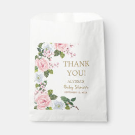 Pink White Floral Baby Dusche Vielen Dank Geschenktütchen