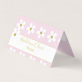 Pink White Floral Daisy Florist Beruflich Visitenkarten