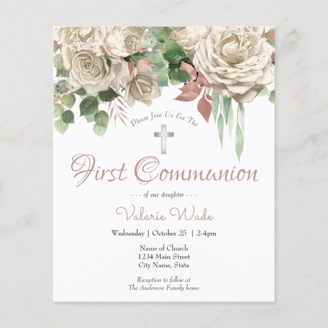 Pink White Floral First Kommune Flyer (Vorne)
