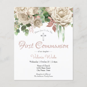 Pink White Floral First Kommune Flyer