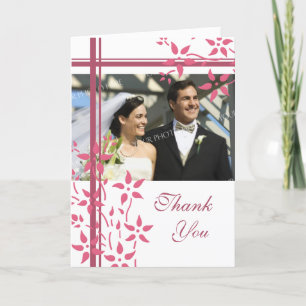 Pink & White Floral Foto Hochzeit Danke Karte
