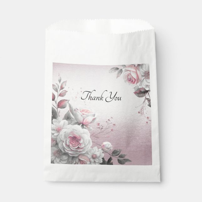 Pink White Floral Gevor Bag Geschenktütchen (Vorderseite)