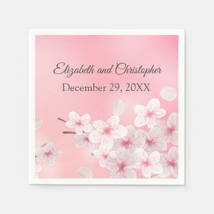 Pink White Floral Wedding Bridal Showe Serviette