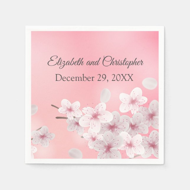 Pink White Floral Wedding Bridal Showe Serviette (Vorderseite)
