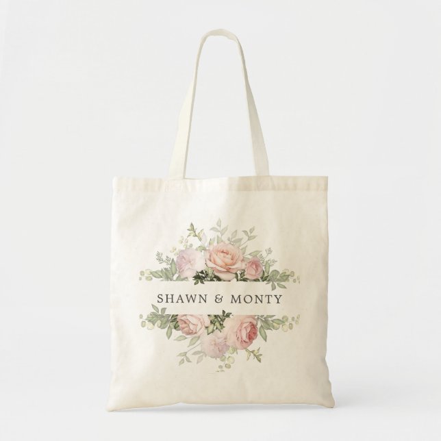 Pink White Floral Wedding Tragetasche (Vorne)