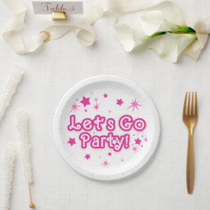 Pink & White Funkelsterne Lass uns feiern Geburtst Pappteller