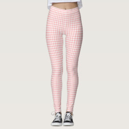 Pink White Gingham Karo Leggings
