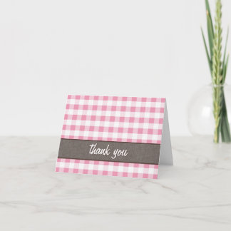 Pink & White Gingham Leinwand Danke Karte