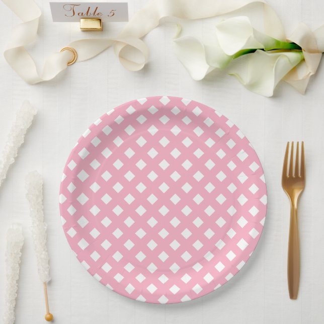 Pink & White Girl Babydusche Pappteller (Hochzeit)