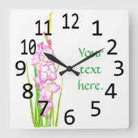 Pink White Gladiola Blume Ihre Textzeituhr