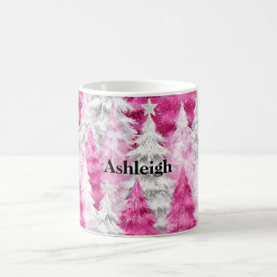 Pink White Glam Weihnachtsbaumen Kaffeetasse