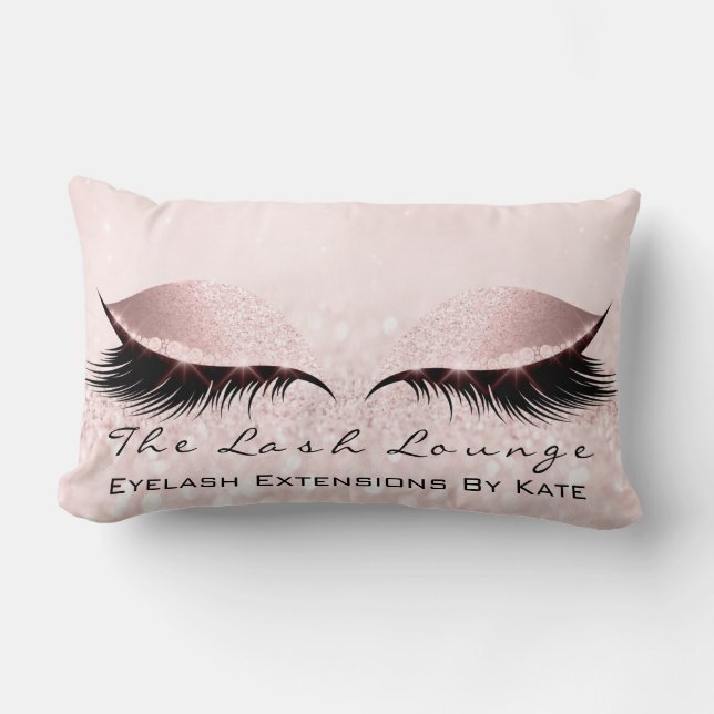Pink White Glitzer Makeup Lashes Princess Pastell Lendenkissen (Vorderseite)