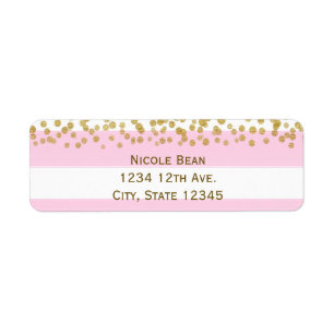 Pink White & Gold Imitate Confetti Adressenmarken