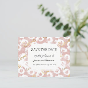 Pink White Gold Liebe XO Hochzeit speichern Sie da Save The Date