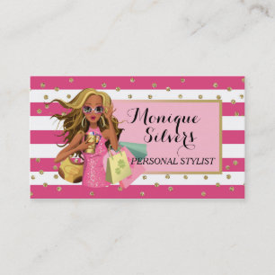 Pink & White/Gold Savvy Shopper Business Card Visitenkarte