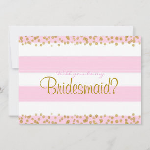 Pink White & Gold Sei meine Brautjungfer etc. Kart Einladung