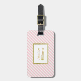 PINK WHITE GOLD STRIPE GLITZER CUSTOM LUGGAGE TAG GEPÄCKANHÄNGER