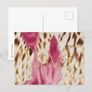 Pink White Gold Südwest Cowgirl Glitzer Liebe Postkarte