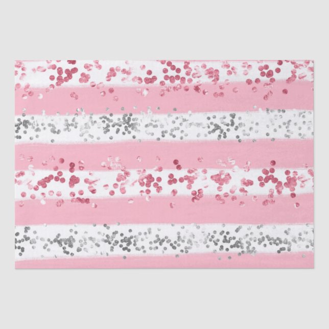 Pink White Gray Glitzer Birthday Baby Bridal Show Seidenpapier (Vorderseite)